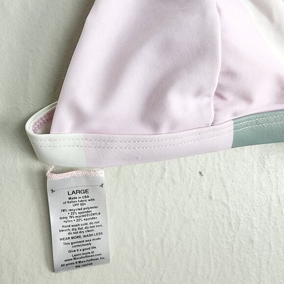 NEW Mara Hoffman Astrid Juniper Pastel Sage Multi Color Stripe Triangle Swim Top - Picture 10 of 13